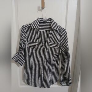 3/$15 Express Black and White Striped Shirt